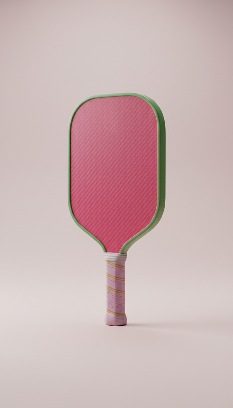 Pink carbon fiber pickleball paddle